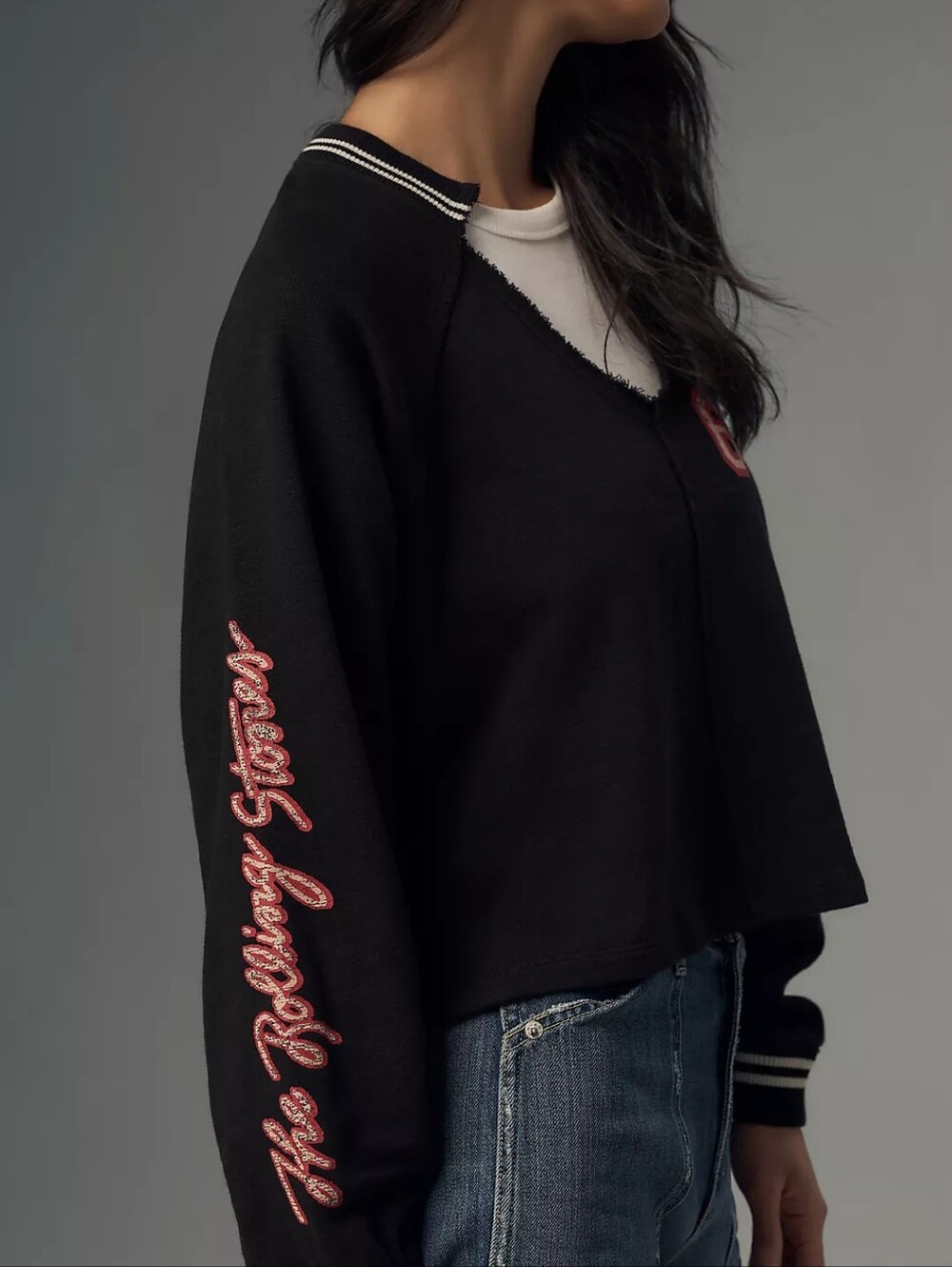PILCRO Anthropologie Rolling Stones Distressed Sweatshirt In S - Picture 3 of 12